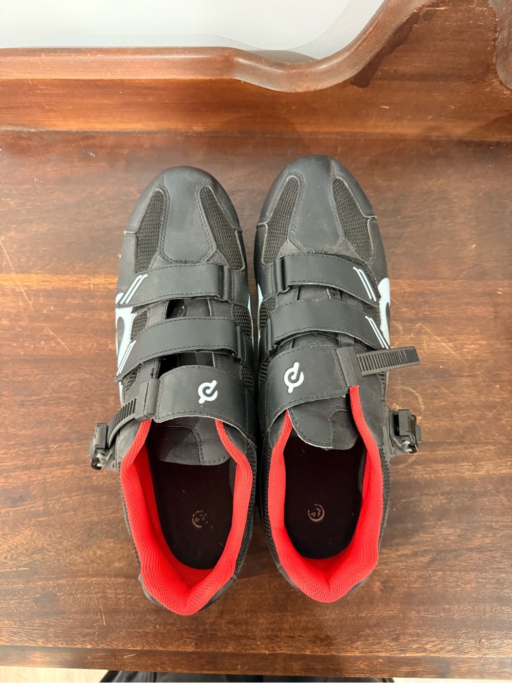 Peloton Men's Black Cycling Shoes with Red Interior